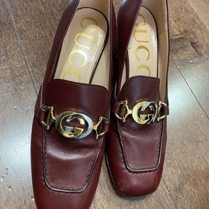 GUCCI burgundy women heel mules